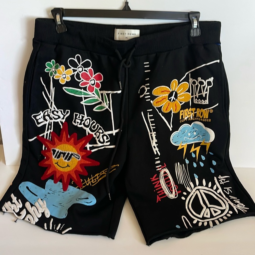 First Row XL Graffiti style Patchwork Shorts